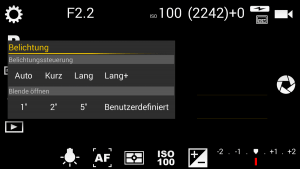 Anleitung Camera FV 5 App - Belichtung auswählen