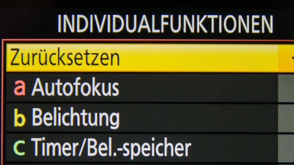 Zurücksetzen aller Individualfunktionen