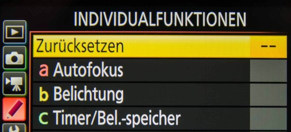 Zurücksetzen aller Individualfunktionen
