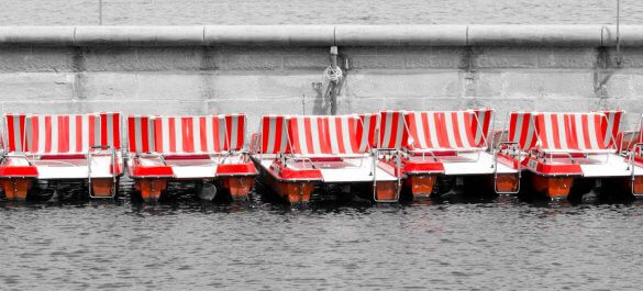 Treetboote im Hafen von Rorschach