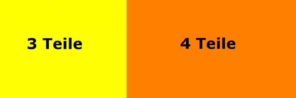 3 Teile gelb und 4 Teile orange