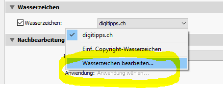Wasserzeichen nochmals bearbeiten