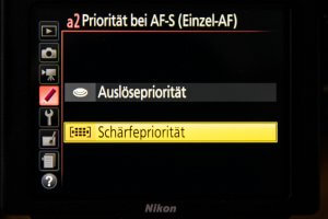Fokusfalle einrichten - Schärfepriorität