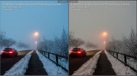 Farbstich entfernen mit Photoshop Elements Vergleiche