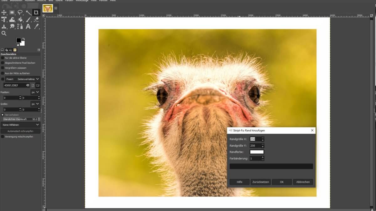 Rahmen um Bild erstellen in GIMP