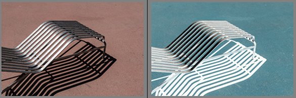 Liege mit markantem Schatten im Negativ-Effekt fotografiert