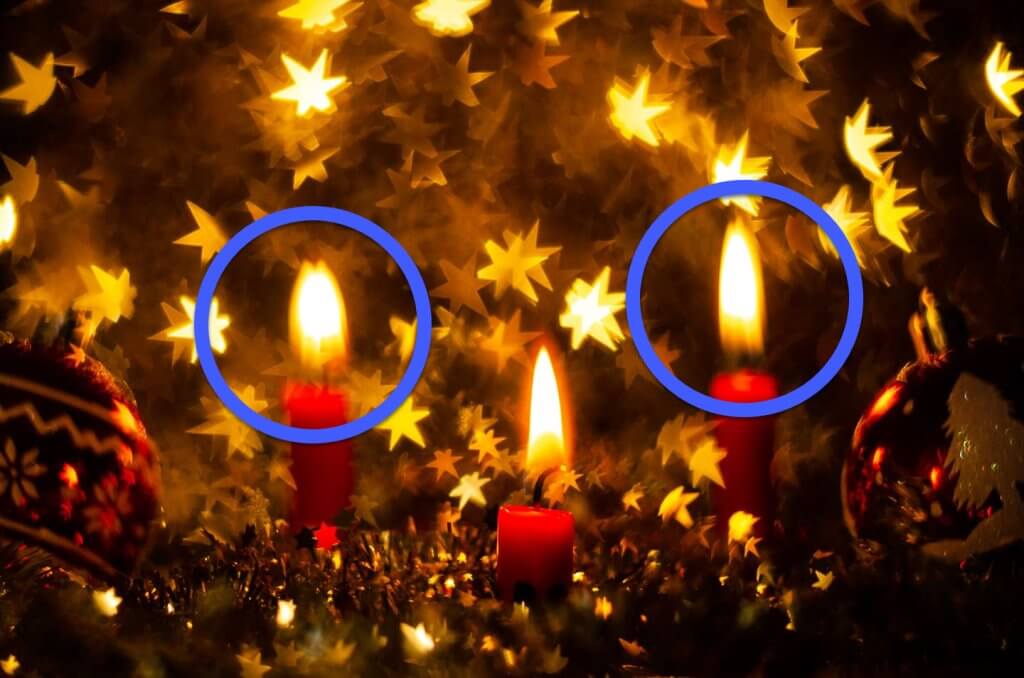 Kerzenlicht fotografieren doppelte Kerzenflammen