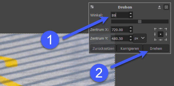Bilder in Gimp drehen manuelle Eingabe