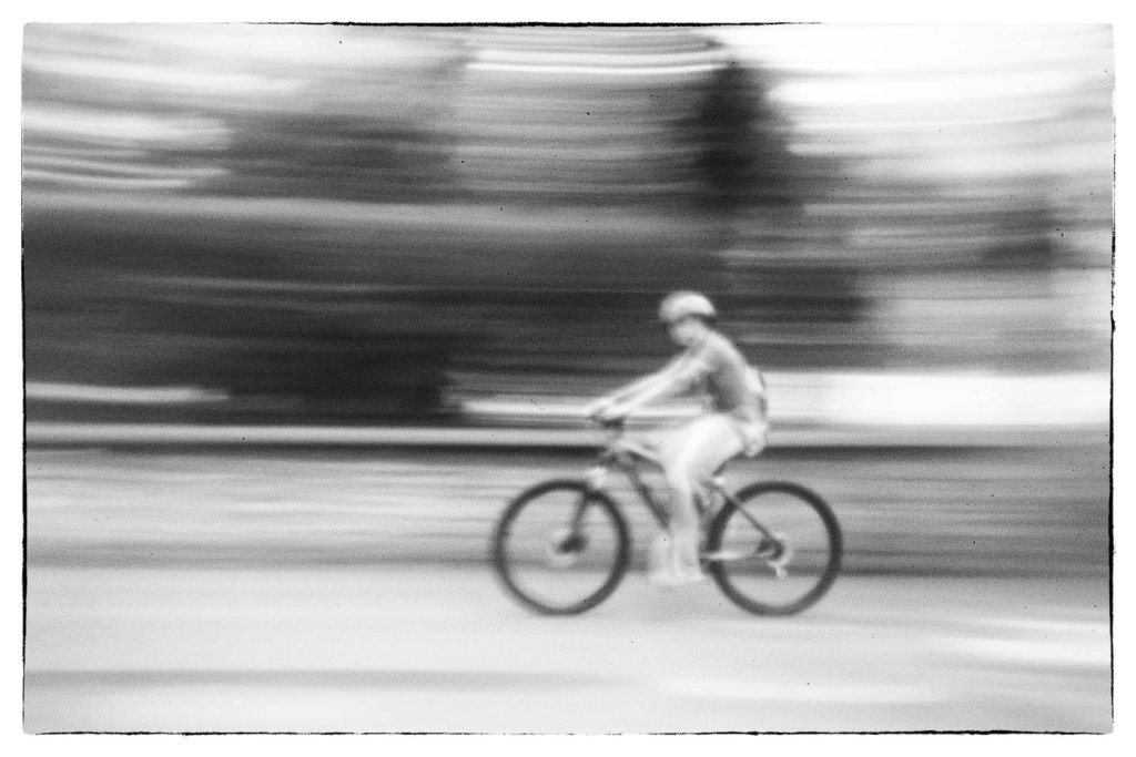 Camera obscura mitgezogen, Fahrradfahrer