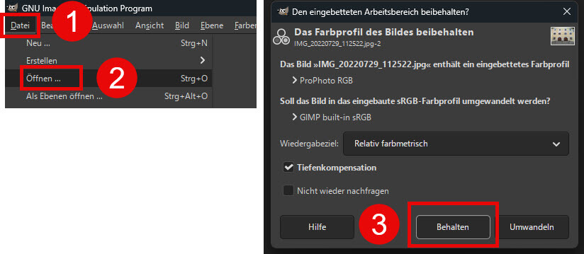 Bild in GIMP öffnen