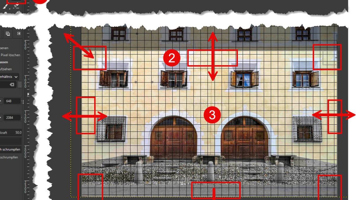 Stürzende Linien mit GIMP korrigieren