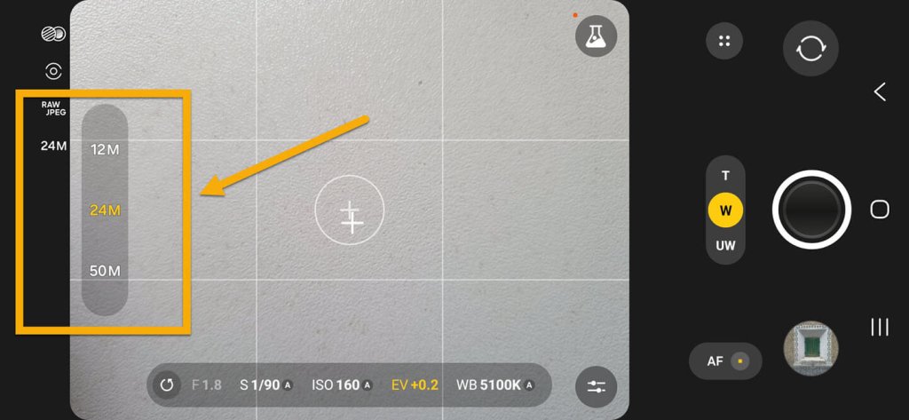 Bildgrösse am Smartphone einstellen – 12, 24 oder 50 Megapixel Smartphone-Kamera mit Auswahl der Bildgrösse 12, 24 und 50 Megapixel