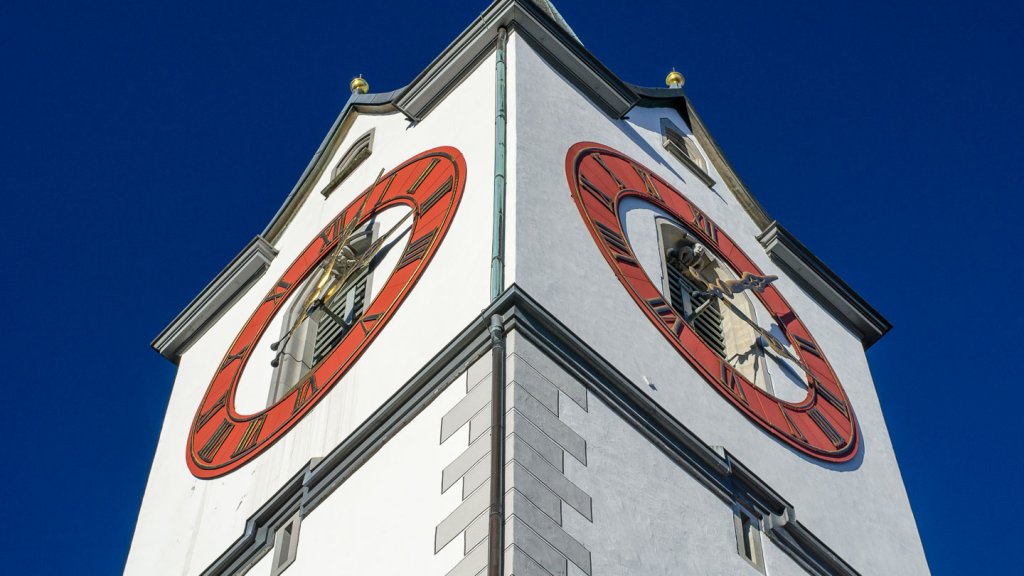 Froschperspektive Kirche St. Mangen St. Gallen