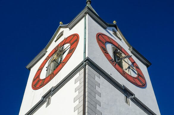 Froschperspektive Kirche St. Mangen St. Gallen
