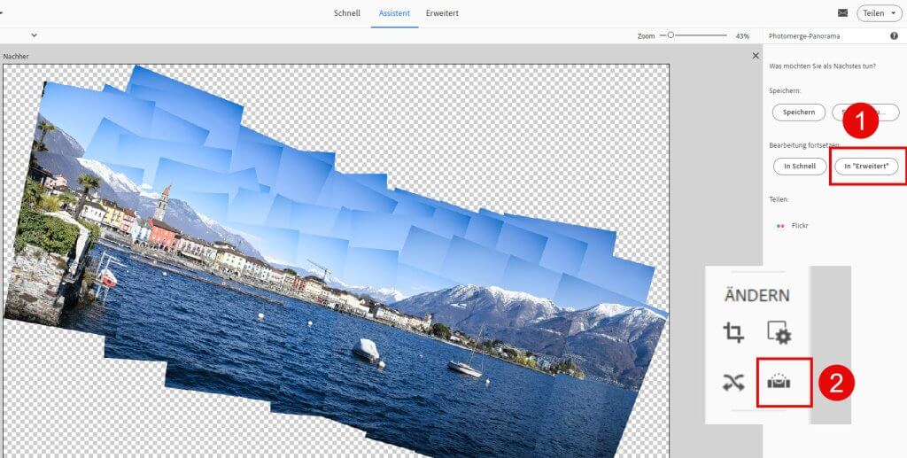 Panografie horizontal ausrichten