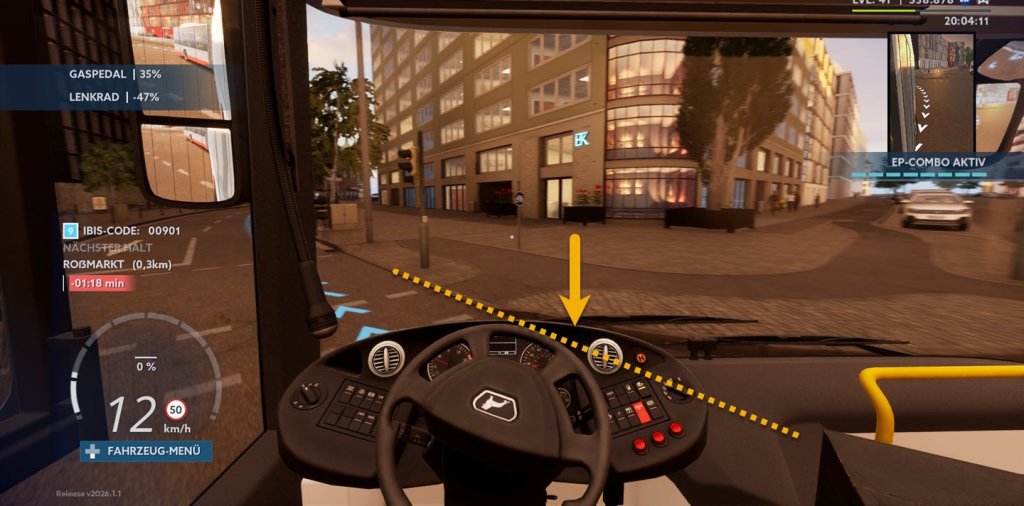 City Transport Simulator – enge Kurve mit Gelenkbus fahren Lenkhilfe beim Linksabbiegen mit einem Gelenkbus